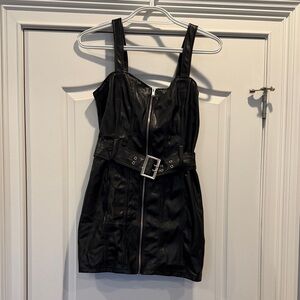 Love Tree Boutique Black Faux Leather Mini Dress